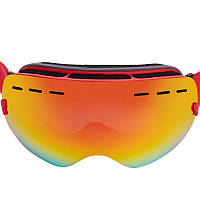 Гірськолижні окуляри SPOSUNE HX003 (TPU, подвійні лінзи, PC, антифог, колір лінз-червоний, дзеркальний, червоний)