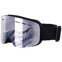 Очки горнолыжные SPOSUNE HX028 (TPU, двойные линзы, PC, антифог, цвет линз-серебряный зеркальный, черный)