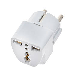 Перехідник під англійську, плоску та євровилку 10 А 220 V, паковання 20 шт.