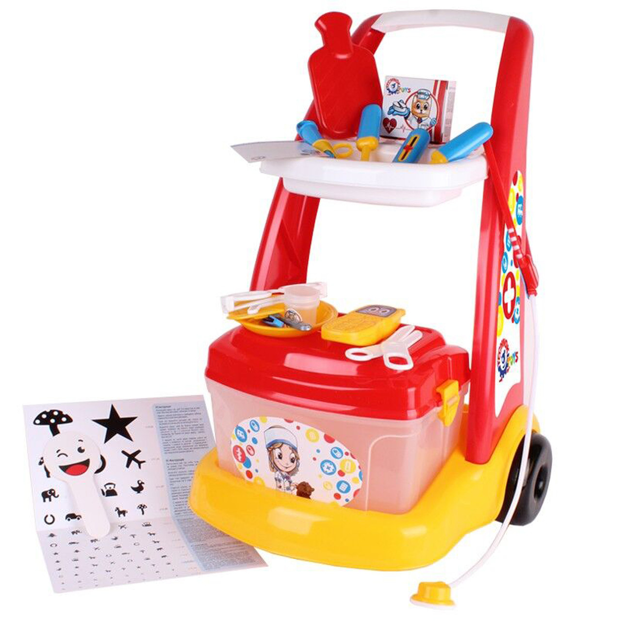 Дитяча іграшка «Набір лікаря з візком 19 предметів, різнокольоровий». Виробник - ТехноК (86876048)