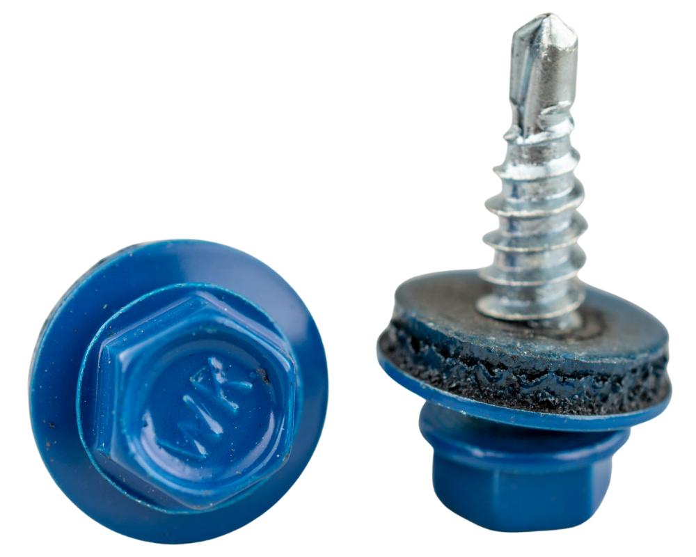 Саморіз 4.8х19 RAL 5010 для кріплення металевих листів внахлест WSBP Wkret-Met (250 шт/уп), фото 1