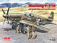 Истребитель Mustang P-51B с пилотами и техниками. 1/48 ICM 48125