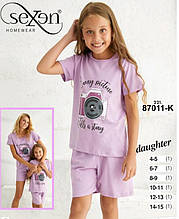 Домашній комплект футболки та шорти для дівчаток family look