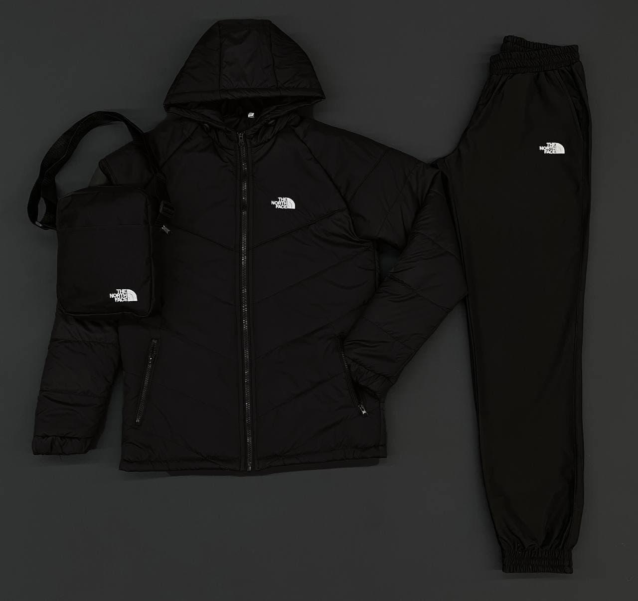 Комплект чоловічий куртка штани The North Face спортивний костюм весняний осінній демісезонний тнф чорний, фото 1