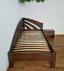 Ліжко односпальне дерев'яне кутове "Райдуга" 90х200 з тумбочкою з масиву дерева від виробника, фото 2