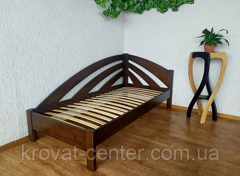 Ліжко односпальне дерев'яне "Райдуга" 90х200 з масиву натурального дерева від виробника (лісовий горіх), фото 2