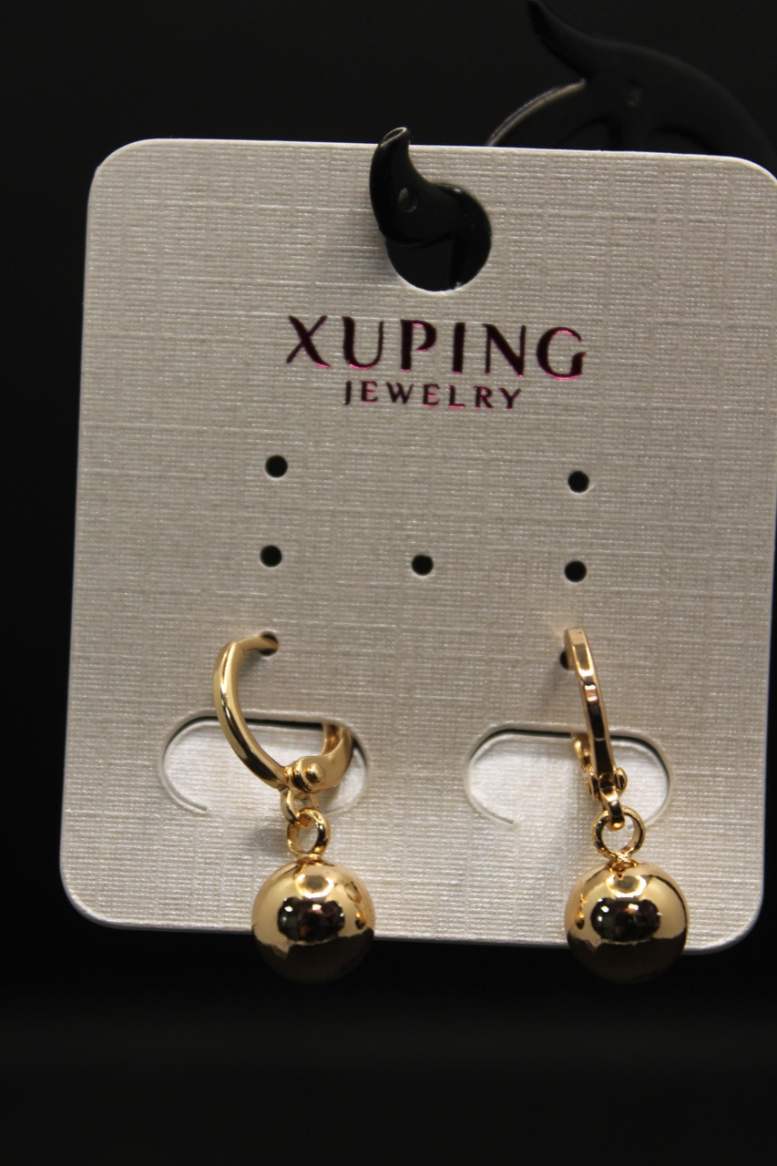 Витончені Хьюпінг золотисті сережки круглі Xuping медичне золото