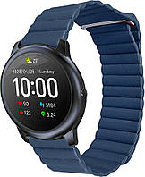 Кожаный ремешок Genis для Haylou Smart Watch Solar LS05 Синий