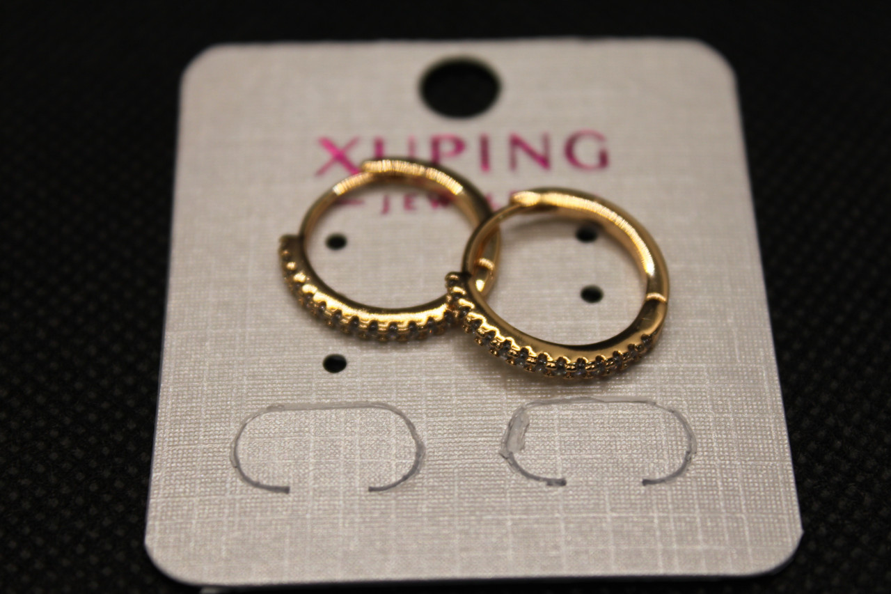 Модні Х'юпінг золоті сережки круглі з каменями Xuping медичне золото