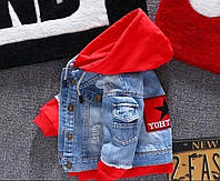 Стильная детская джинсовка на мальчика и девочку, джинсовая куртка для детей красная