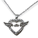 Підвіска серце з танцюючим каменем. Stainless steel, фото 3