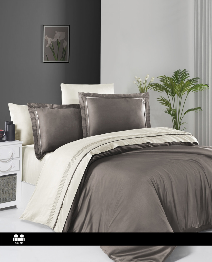 Постільна білизна First Choice Satin Deluxe Євро - Serenity Mink & Cream