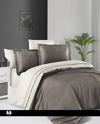 Постільна білизна First Choice Satin Deluxe Євро - Serenity Mink & Cream, фото 1