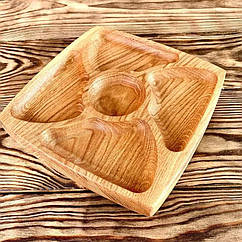 Дерев'яна менажниця з натурального дубова ручної роботи 23 см