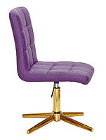 Стілець Augusto фіолетовий 1031 шкірзам на золотій хрестовині без коліс Modern Base, з регулюванням висоти, фото 4