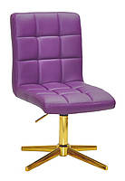Стілець Augusto фіолетовий 1031 шкірзам на золотій хрестовині без коліс Modern Base, з регулюванням висоти, фото 2
