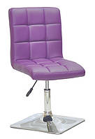 Стілець Augusto 4-CH-Base фіолетовий 1031 шкірозамінник, на квадратній хромованій опорі, з регулюванням висоти, фото 2