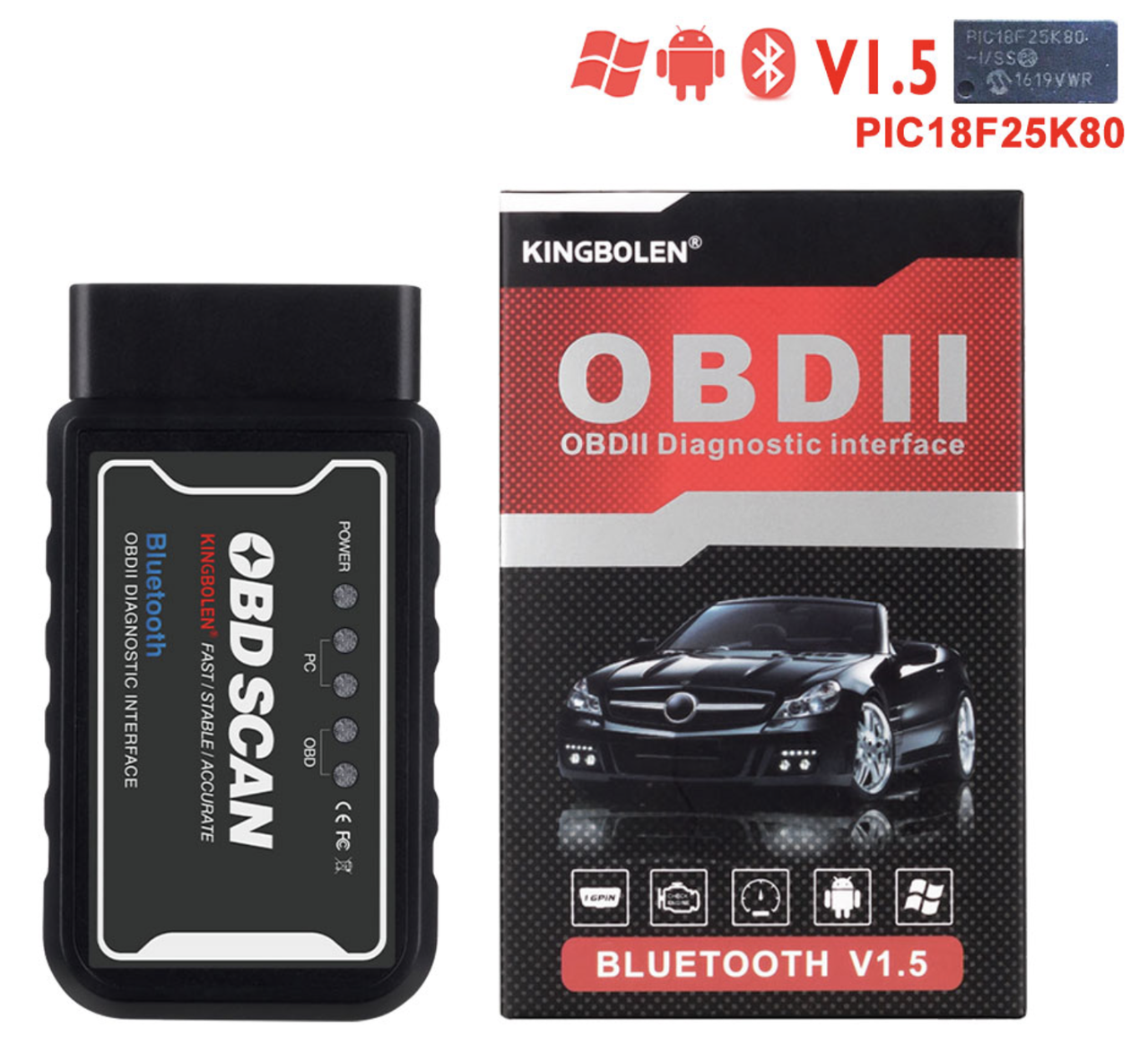 OBD2 ELM327 Версія 1.5 PIC18F25K80 - Bluetooth діагностика авто сканер