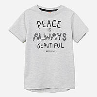 Футболка хлопковая з принтом для девочки H&M 0632495 098-104 см (2-4 years) Серый