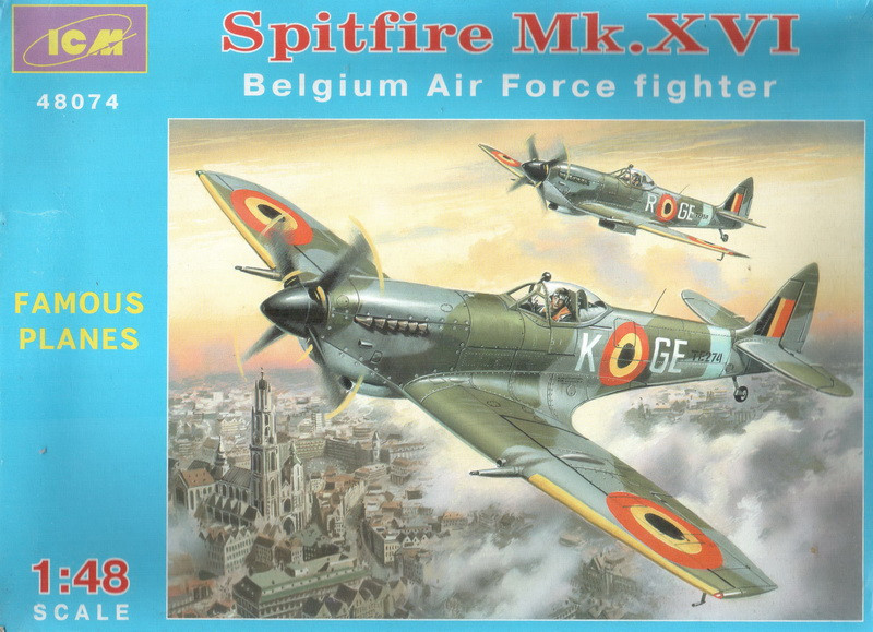 Пластикова модель 1/48 ICM 48074 британський винищувач Spitfire Mk.XVI ВВС Бельгії, фото 1