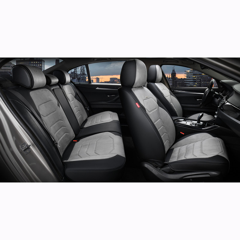 Накидки на сидіння авто 5D ELEGANT VERONA 700 143 сірі (алькантара + екошкіра) ПОЛЬША