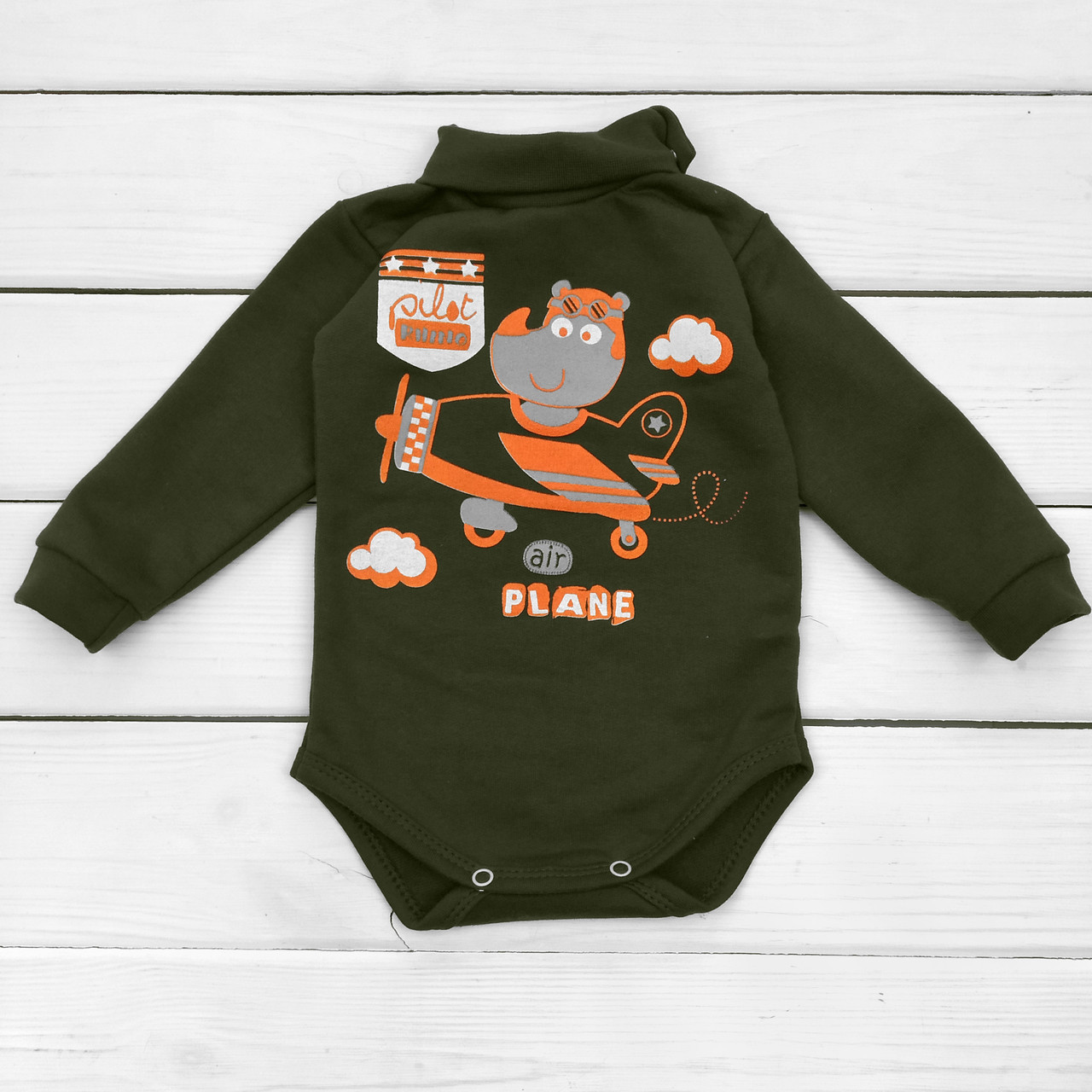 Дитячий бодик "Носорожок" футер 68 см, фото 1