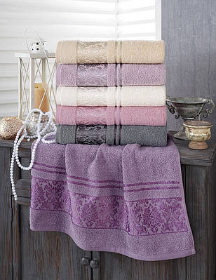 Рушники махрові Туреччина Gulcan Jacquard Cotton Pink 100% бавовна