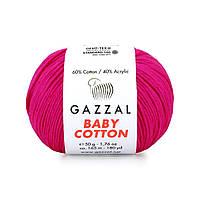 Мягкая пряжа с хлопком Gazzal Baby Cotton 3461 розовый неон