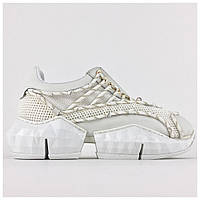 Женские кроссовки Jimmy Choo Sneakers White Ropes Diamond, белые кроссовки Джимми Чу диамонд