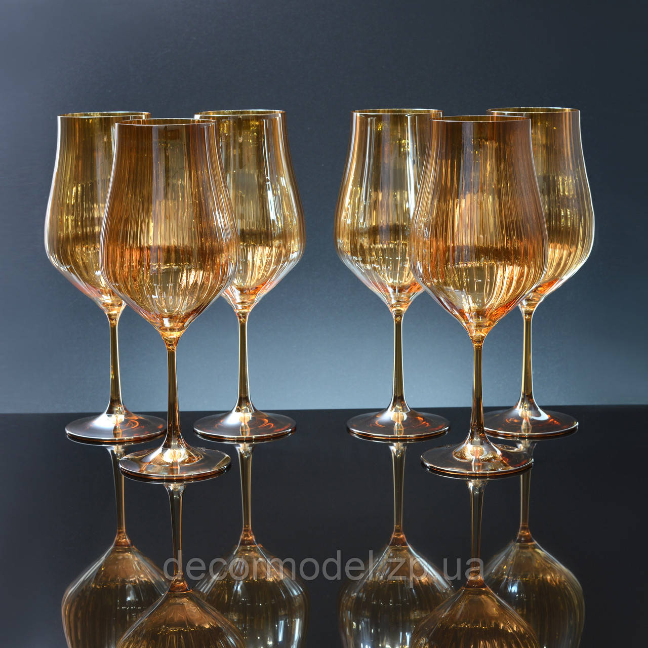 Набір келихів для вина Bohemia Crystalex Tulipa optic 550 мл амбер 40894/36