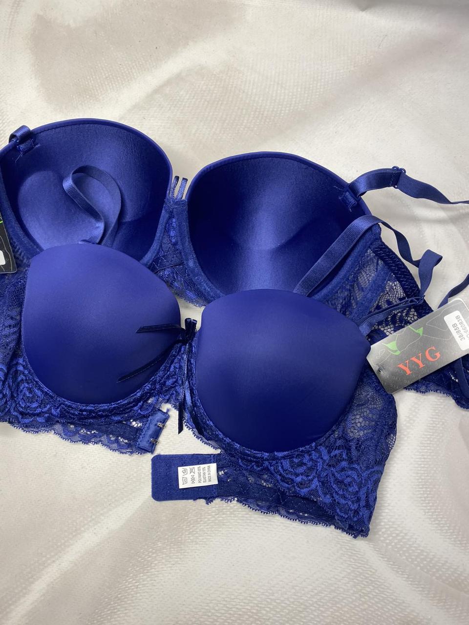 Жіночий бюстгальтер синій YYG чашка В з корекцією грудей 66083-4, фото 1