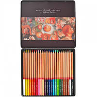 Кольорові олівці для малювання Fine Art набір 24 кольори кедр у металевому пеналі