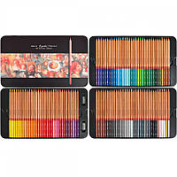 Кольорові олівці для малювання Fine Art набір 100 кольорів кедр у металевому пеналі + 2 точилки