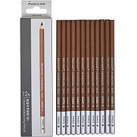 Набір вугільних олівців Raffine набір 12 шт. сірий, круглі, кедр, незаточен.