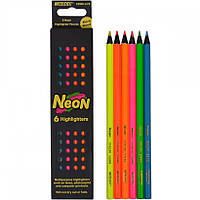 Кольорові олівці для малювання Неон ефект "Neon" набір 6 кольорів шестигранні неонові