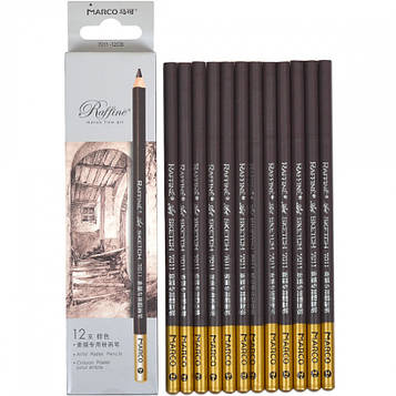 Набір олівців Raffine набір 12 шт. сепія, круглі, кедр, незаточ.
