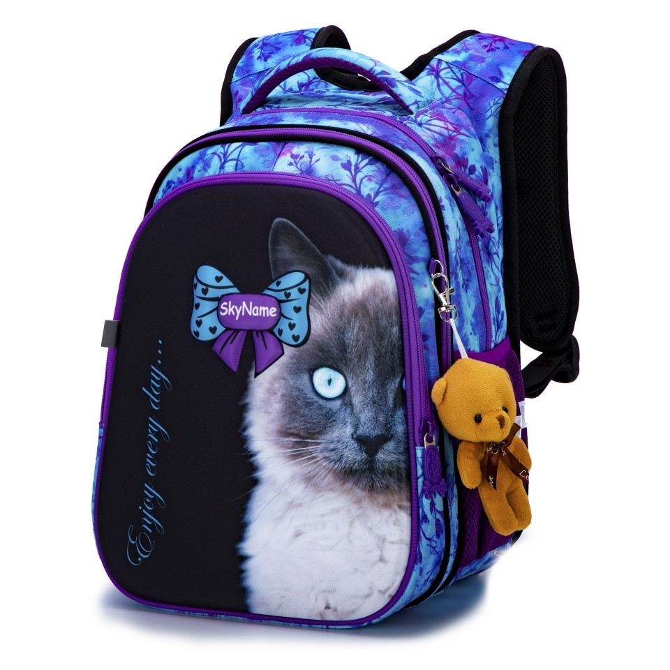 Рюкзак шкільний для дівчинки в 1-4 клас ортопедичний дитячий малюное Котик Winner One SkyName R1-023