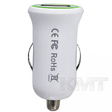 Parmp (UCP-05M) Car Charger Set (Lightning) (1 USB)(2.1 A) — White