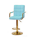 Стілець барний Augusto Arm Bar GD-BASE велюр блакитний-1019, опора золотиста з регульованою висотою, фото 2