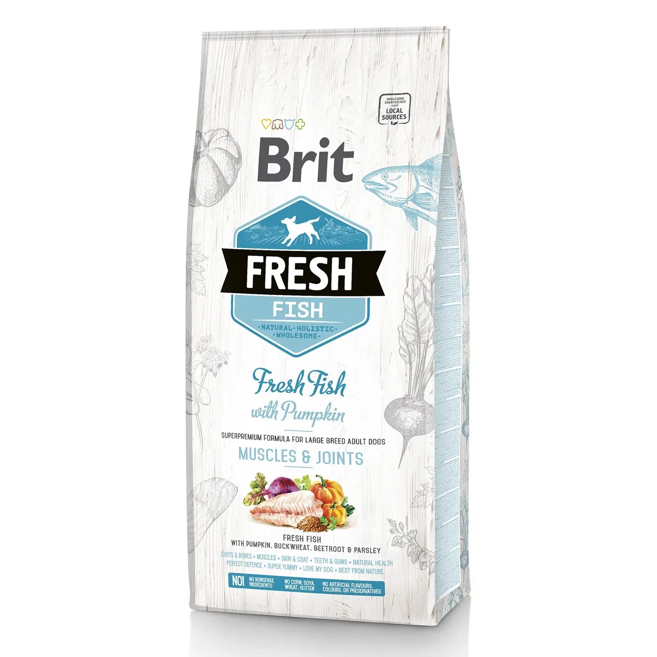 Сухий корм для собак великих порід Brit Fresh Fish & Pumpkin Adult Large свіжа риба і гарбуз 12кг (170993)
