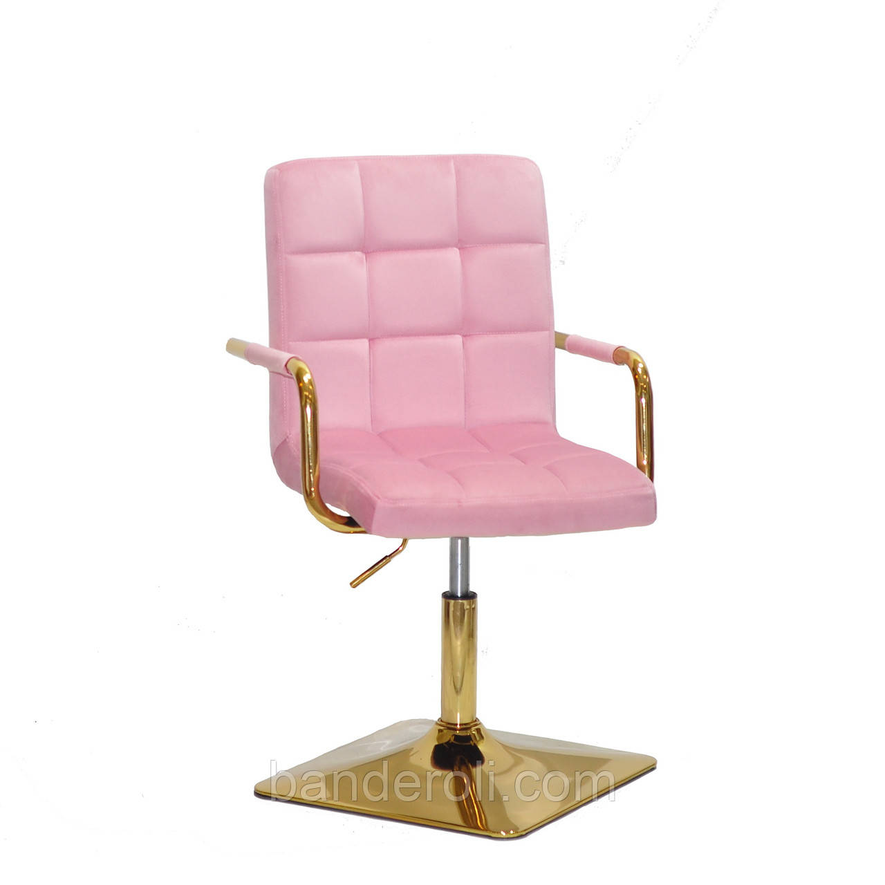 Крісло Augusto-Arm 4-GD-BASE фрез В-1025 велюр з підлокітниками, на квадратній золотистої опорі, фото 1