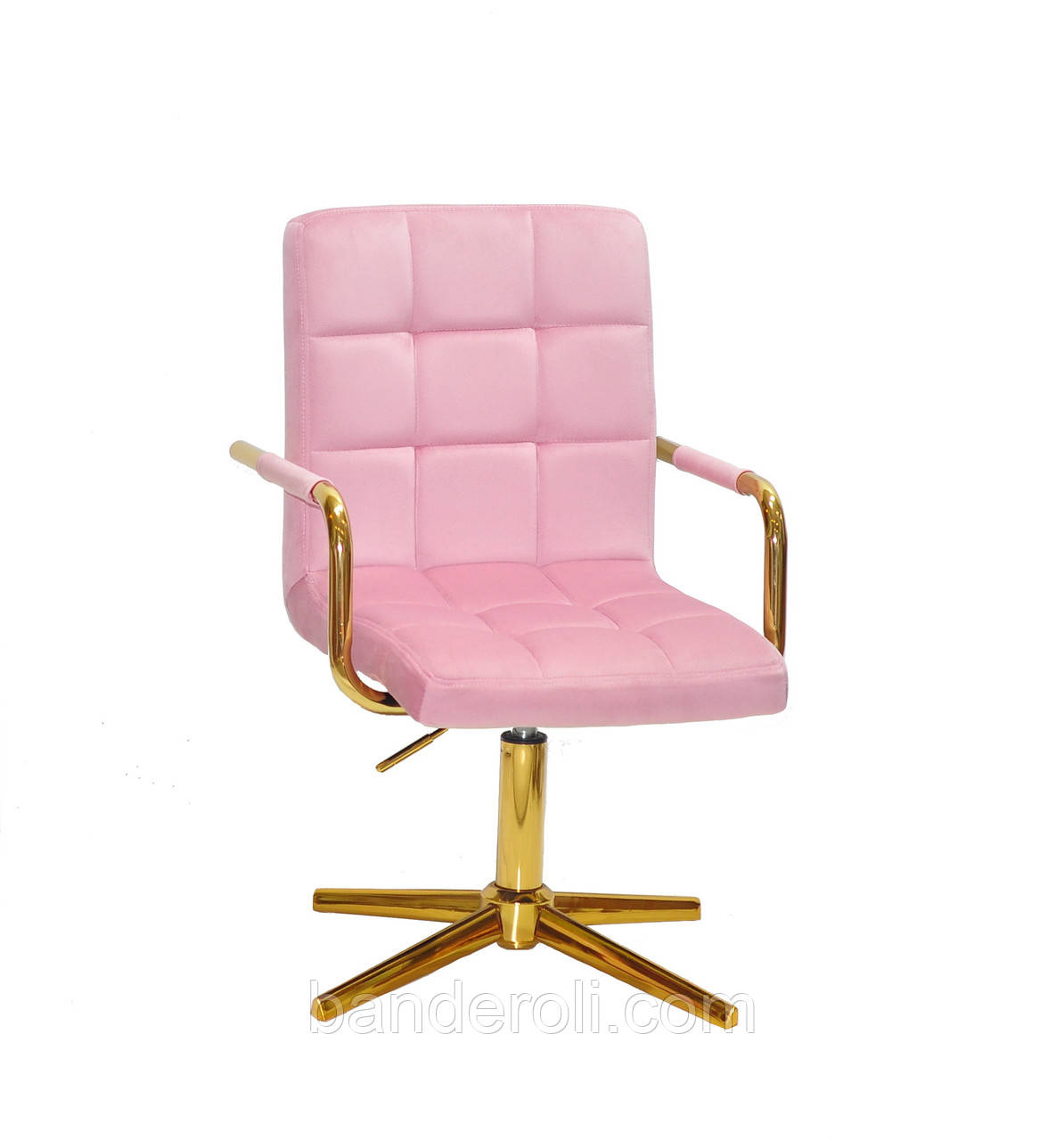 Крісло Augusto-Arm Оксамит фрез В-1025 GD-Modern Base з підлокітниками, на золотистої хрестовині, фото 1