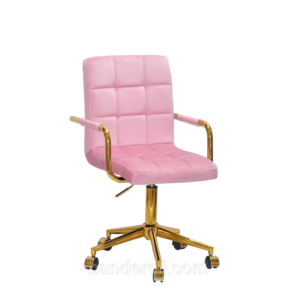 Крісло Augusto Arm GD-Modern Office з підлокітниками, фрез В-1025 велюр на золотистої хрестовині c колесами, фото 1