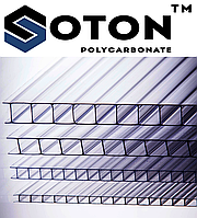 Полікарбонат стільниковий SOTON (преміум)  8мм 8х2100х6000 мм прозорий (м2)