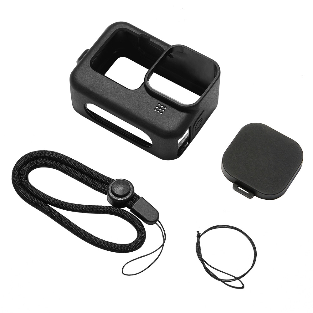 Силіконовий чохол, футляр з кришкою на об'єктив Puluz PU518B для екшен камер GoPro Hero 9, 10 - чорний