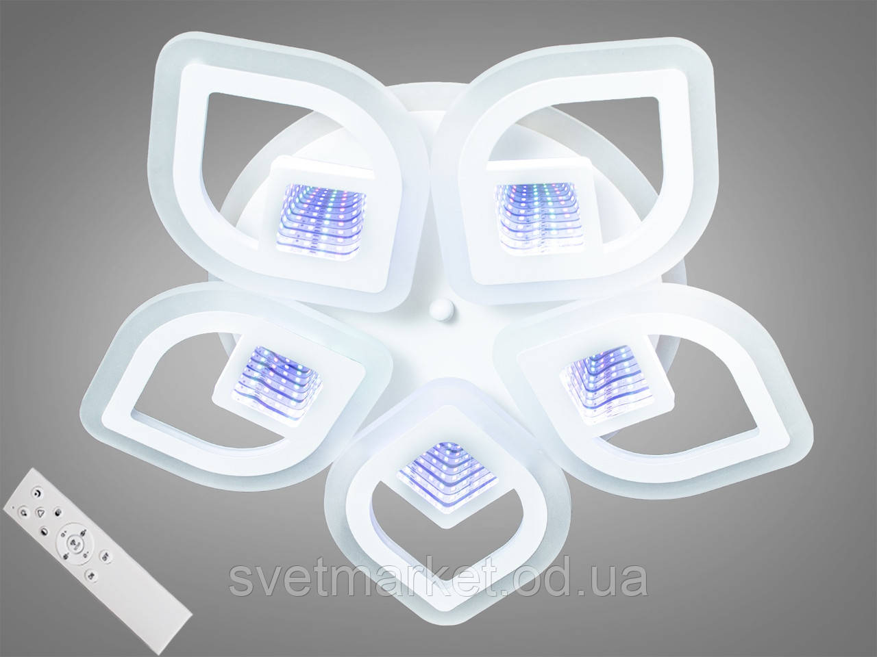 Стельова LED-люстра з 3d ефектом MX2721/5S WH LED 3color dimmer, фото 1