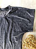 Плюшева жіноча піжама шорти та футболка сіра, фото 2