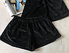 Плюшевая женская пижама шорты и футболка черная, фото 4