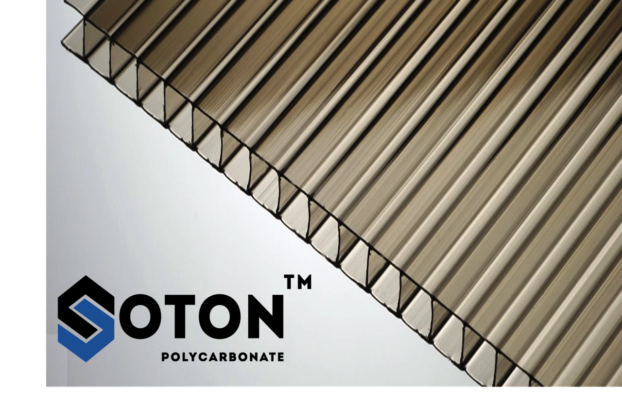 Полікарбонат стільниковий SOTON (преміум)  4мм 4х2100х6000 мм бронзовий (м2)