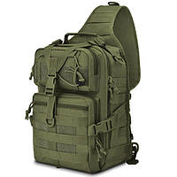Штурмовий Тактичний Рюкзак однолямочный Військовий 20 літрів | Чорний Зелений